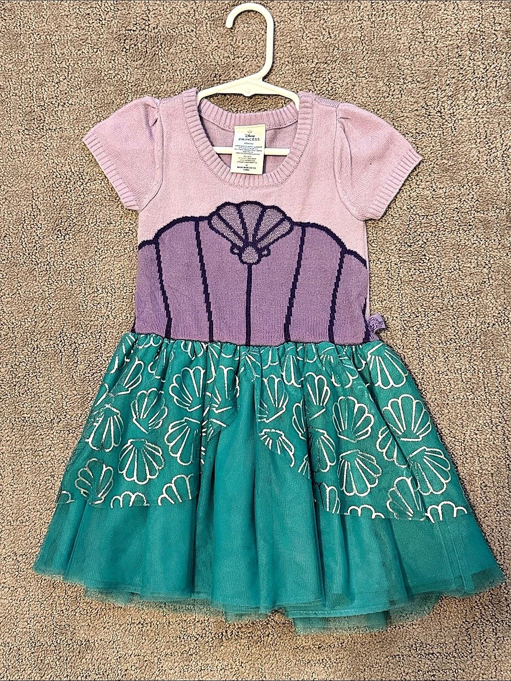Disney Princess Ariel The Little Mermaid Short Sleeve Sweater Dress 3T